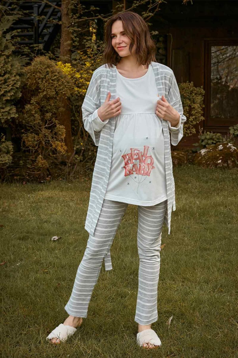 Berrak - Berrak 9127 Kadın Hamile Üçlü Pijama Takımı