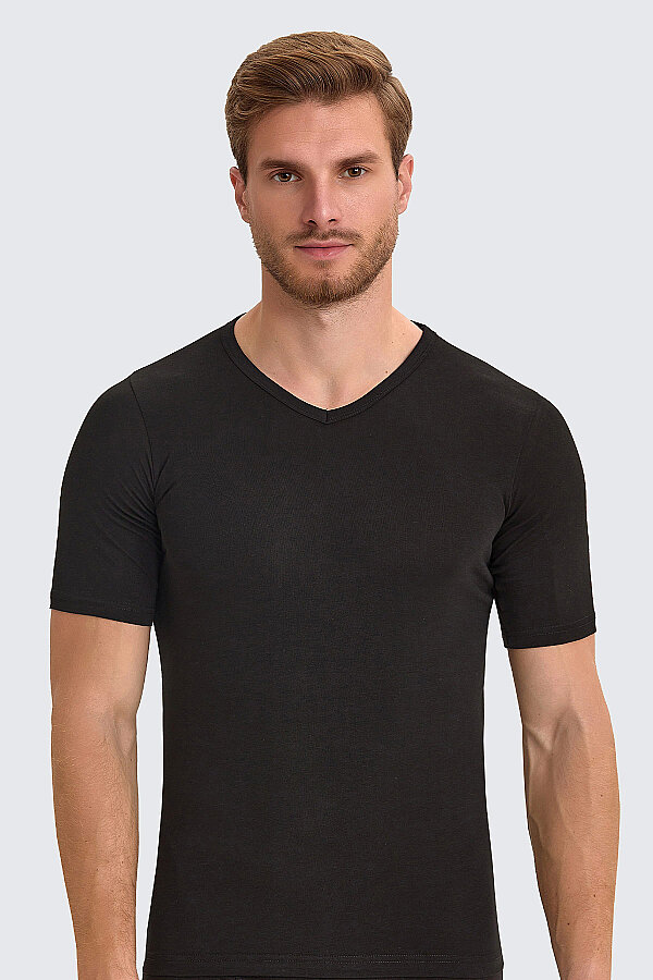 Berrak 1027 Erkek Likralı Süprem Kısa Kol V Yaka - Thumbnail