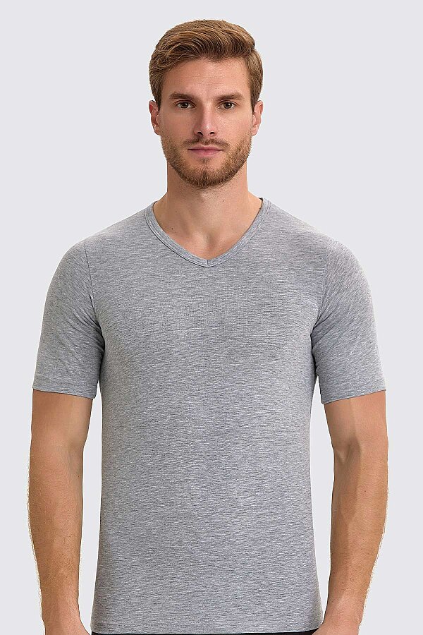 Berrak 1027 Erkek Likralı Süprem Kısa Kol V Yaka - Thumbnail